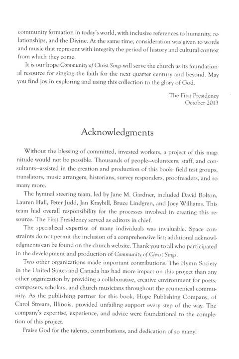 Community of Christ Sings page iv