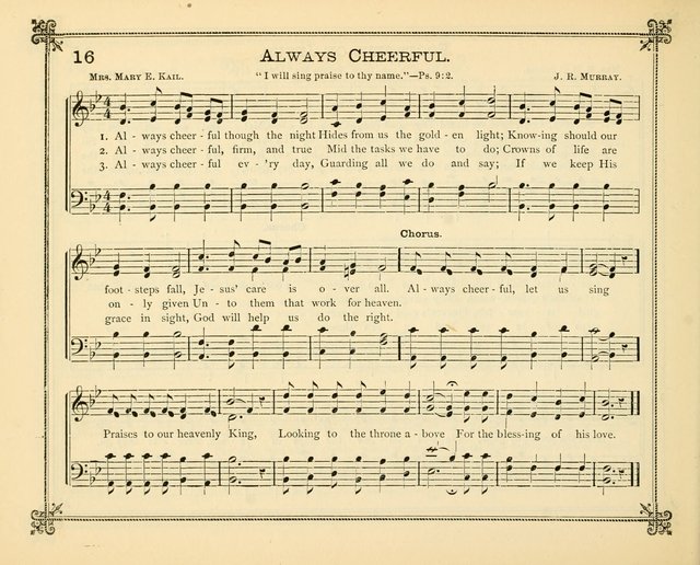 Carols of Joy: choice collection of songs and hymns for the Sunday School, Bible class, and the Home Circle to which has been added an easy method of Rudimental Instruction in Music, for Weekday Study page 16