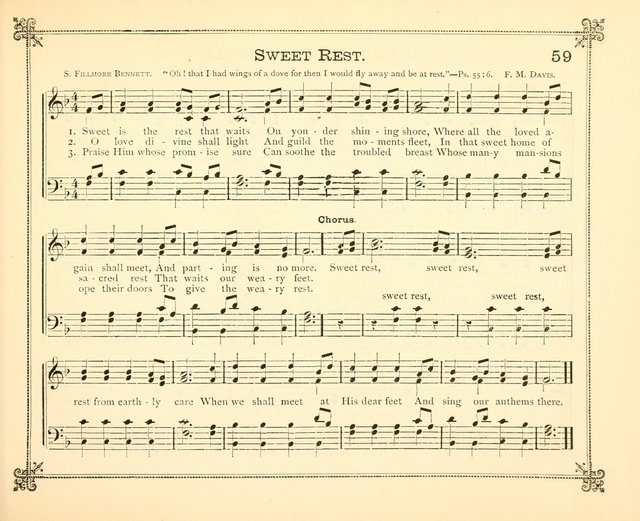 Carols of Joy: choice collection of songs and hymns for the Sunday School, Bible class, and the Home Circle to which has been added an easy method of Rudimental Instruction in Music, for Weekday Study page 59