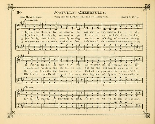 Carols of Joy: choice collection of songs and hymns for the Sunday School, Bible class, and the Home Circle to which has been added an easy method of Rudimental Instruction in Music, for Weekday Study page 60