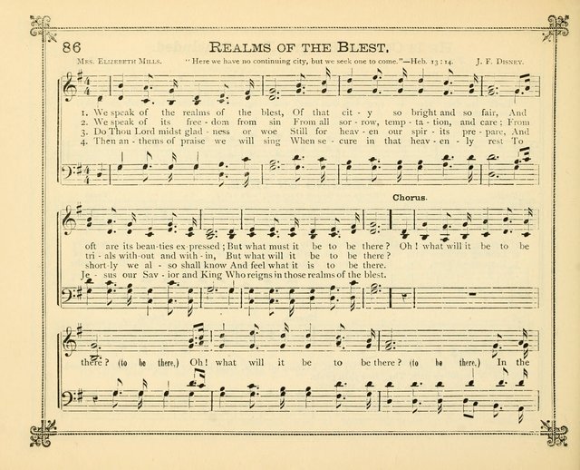Carols of Joy: choice collection of songs and hymns for the Sunday School, Bible class, and the Home Circle to which has been added an easy method of Rudimental Instruction in Music, for Weekday Study page 86