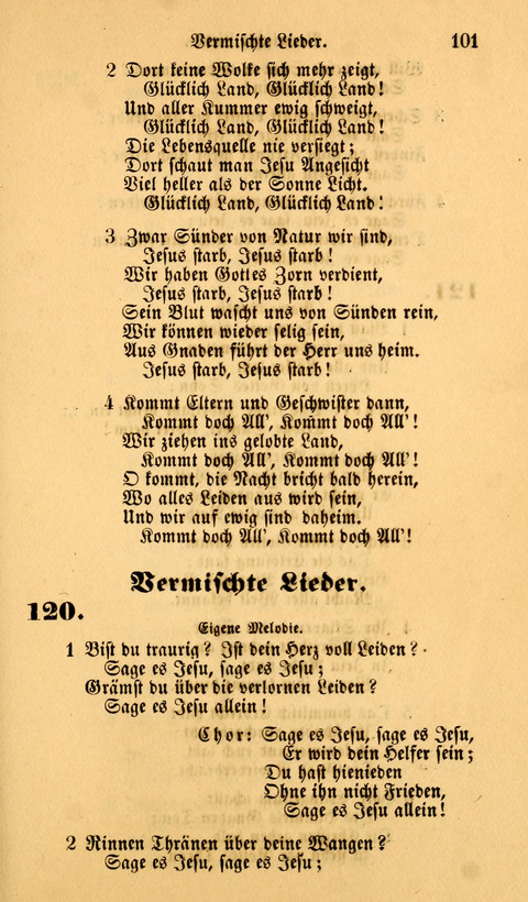 Die Deutsche Ausgabe der Englischen und Deutschen Frohen Botschaftslieder: zum Gebrauch bei Erweckungs- und Gebetsversammlungen (Ebenezer Hymnal) page 101