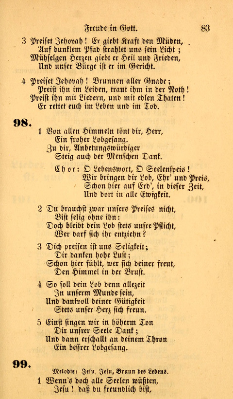 Die Deutsche Ausgabe der Englischen und Deutschen Frohen Botschaftslieder: zum Gebrauch bei Erweckungs- und Gebetsversammlungen (Ebenezer Hymnal) page 83
