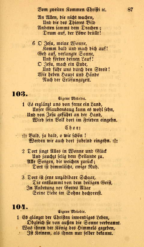 Die Deutsche Ausgabe der Englischen und Deutschen Frohen Botschaftslieder: zum Gebrauch bei Erweckungs- und Gebetsversammlungen (Ebenezer Hymnal) page 87