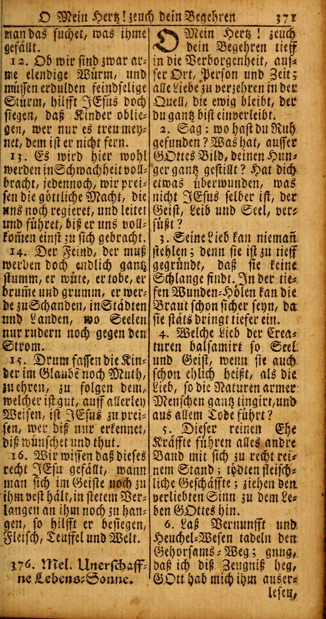 Das Kleine Davidische Psalterspiel der Kinder Zions von alten und neuen auserlesenen Geistes-Gesängen allen wahren heyls-begierigen Säuglingen der Weisheit, insonderheit aber denen Gemeinden des Herrn page 371