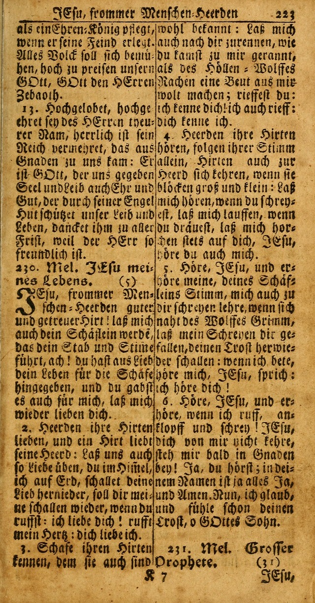 Das Kleine Davidische Psalterspiel der Kinder Zions: von alten und neuen auserlesenen Geistes-Gesängen allen wahren heuls-begierigen säuglingen der weisheit, infonderheit aber denen Gemeinden ... page 223