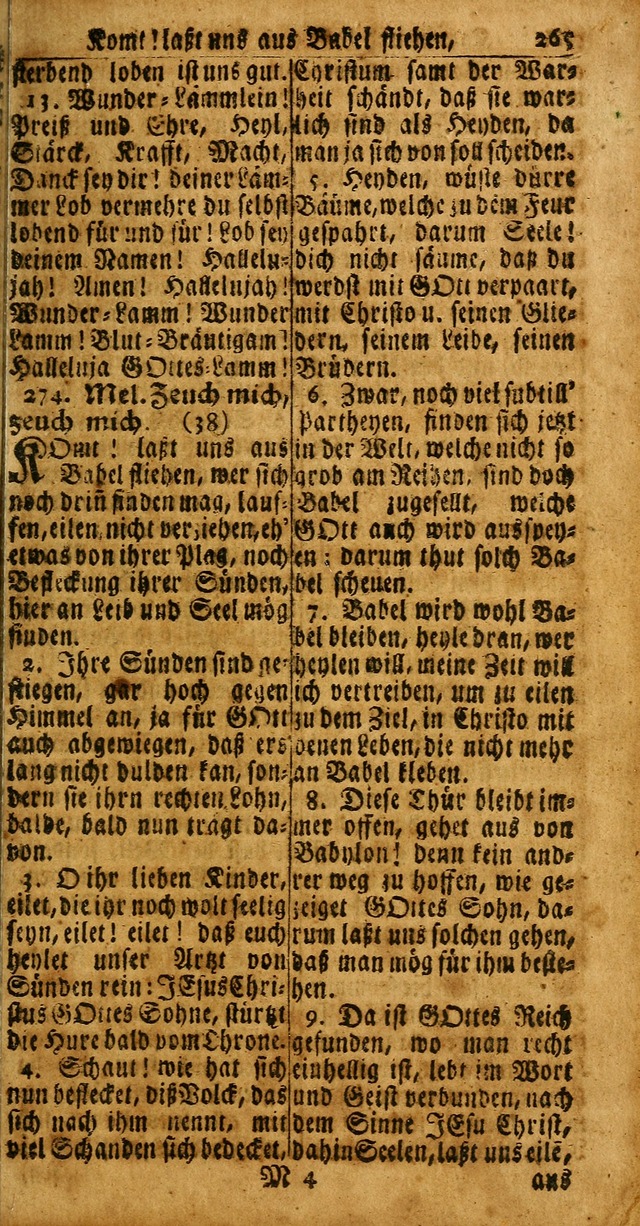 Das Kleine Davidische Psalterspiel der Kinder Zions: von alten und neuen auserlesenen Geistes-Gesängen allen wahren heuls-begierigen säuglingen der weisheit, infonderheit aber denen Gemeinden ... page 265