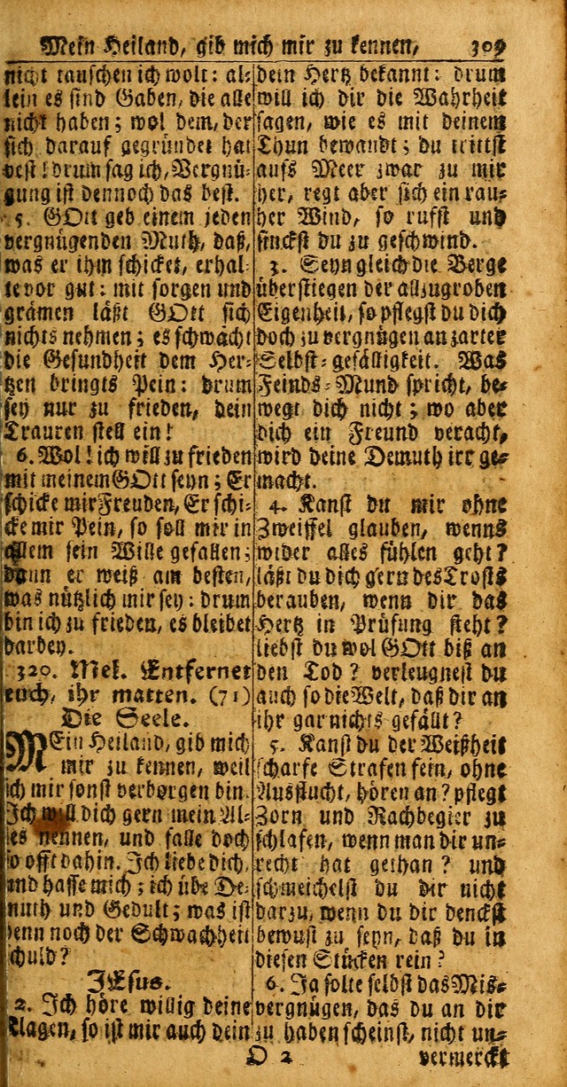 Das Kleine Davidische Psalterspiel der Kinder Zions: von alten und neuen auserlesenen Geistes-Gesängen allen wahren heuls-begierigen säuglingen der weisheit, infonderheit aber denen Gemeinden ... page 309