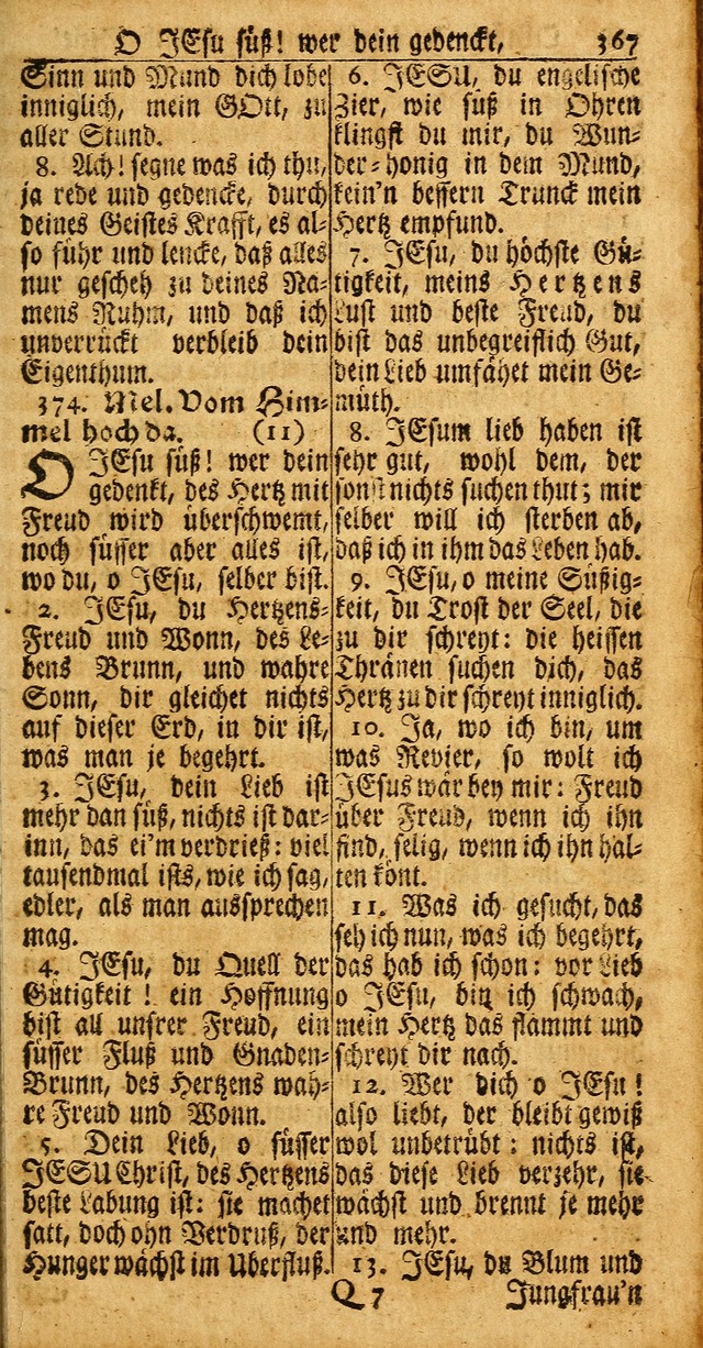 Das Kleine Davidische Psalterspiel der Kinder Zions: von alten und neuen auserlesenen Geistes-Gesängen allen wahren heuls-begierigen säuglingen der weisheit, infonderheit aber denen Gemeinden ... page 367