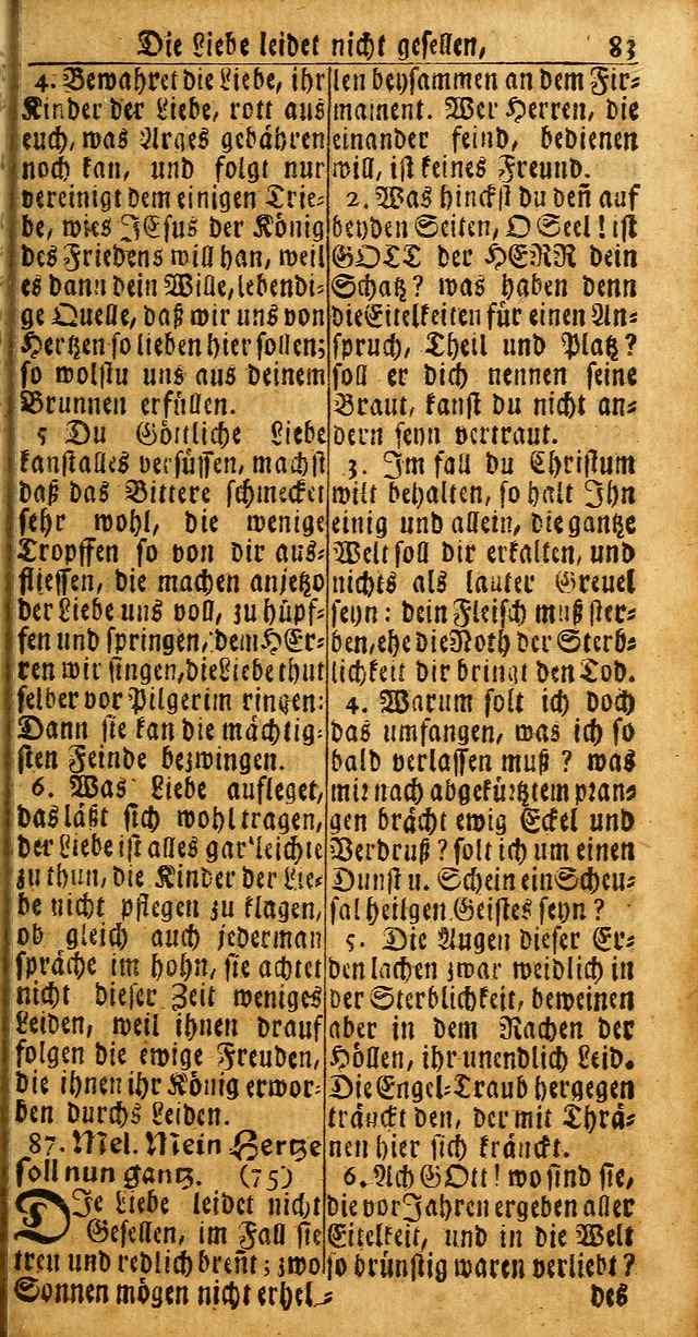 Das Kleine Davidische Psalterspiel der Kinder Zions: von alten und neuen auserlesenen Geistes-Gesängen allen wahren heuls-begierigen säuglingen der weisheit, infonderheit aber denen Gemeinden ... page 83