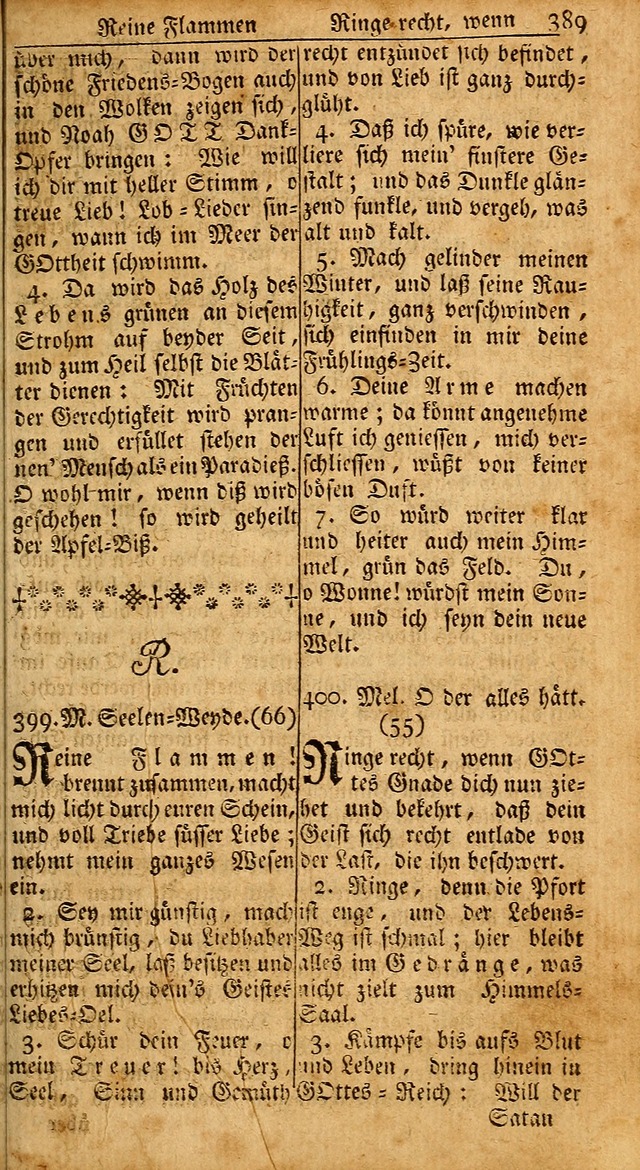 Das Kleine Davidische Psalterspiel der Kinder Zions: von alten und neuen auserlesenen Geistes-Gesängen allen wahren heils-begierigen säuglingen der weisheit, infonderheit aber denen Gemeinden ... page 389