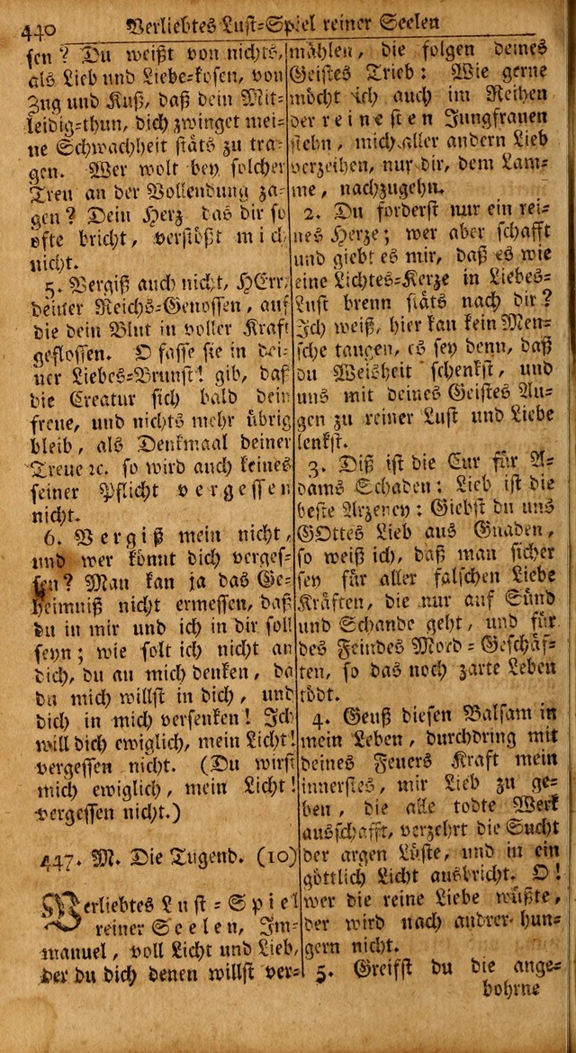 Das Kleine Davidische Psalterspiel der Kinder Zions: von alten und neuen auserlesenen Geistes-Gesängen allen wahren heils-begierigen säuglingen der weisheit, infonderheit aber denen Gemeinden ... page 440