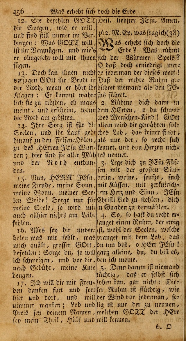 Das Kleine Davidische Psalterspiel der Kinder Zions: von alten und neuen auserlesenen Geistes-Gesängen allen wahren heils-begierigen säuglingen der weisheit, infonderheit aber denen Gemeinden ... page 456