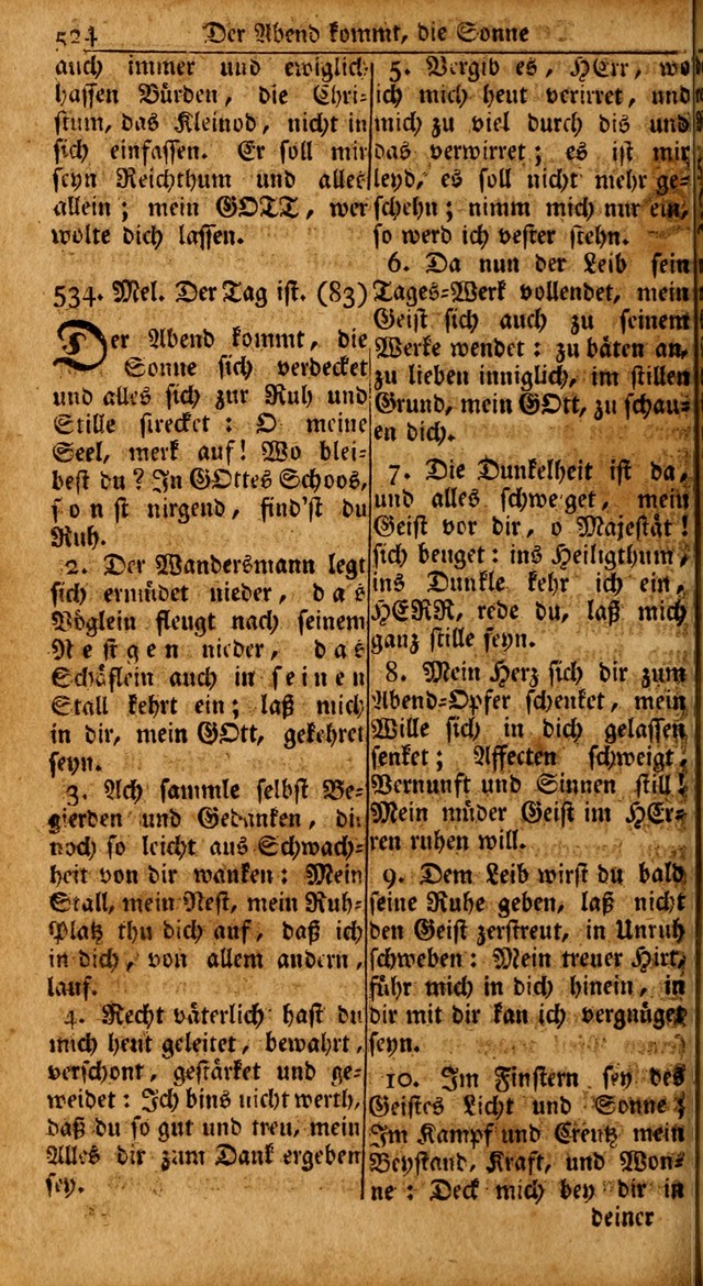Das Kleine Davidische Psalterspiel der Kinder Zions: von alten und neuen auserlesenen Geistes-Gesängen allen wahren heils-begierigen säuglingen der weisheit, infonderheit aber denen Gemeinden ... page 524