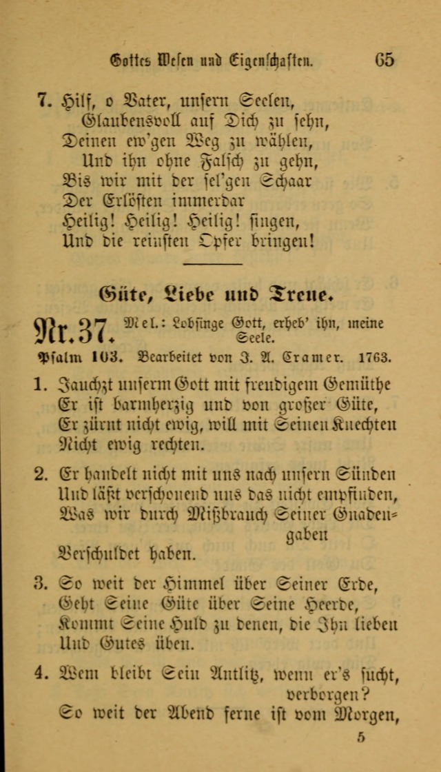 Deutsches Gesangbuch: eine auswahl geistlicher Lieder aus allen Zeiten der Christlichen Kirche für kirchliche und häusliche Gebrauch (Neue, verb. und verm. Aufl) page 65