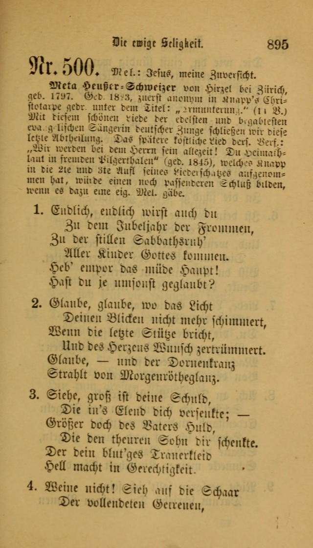 Deutsches Gesangbuch: eine auswahl geistlicher Lieder aus allen Zeiten der Christlichen Kirche für kirchliche und häusliche Gebrauch (Neue, verb. und verm. Aufl) page 897