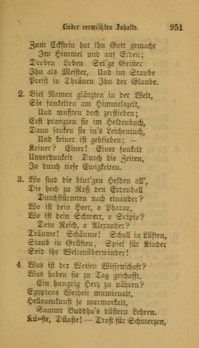 Deutsches Gesangbuch: eine auswahl geistlicher Lieder aus allen Zeiten der Christlichen Kirche für kirchliche und häusliche Gebrauch (Neue, verb. und verm. Aufl) page 953
