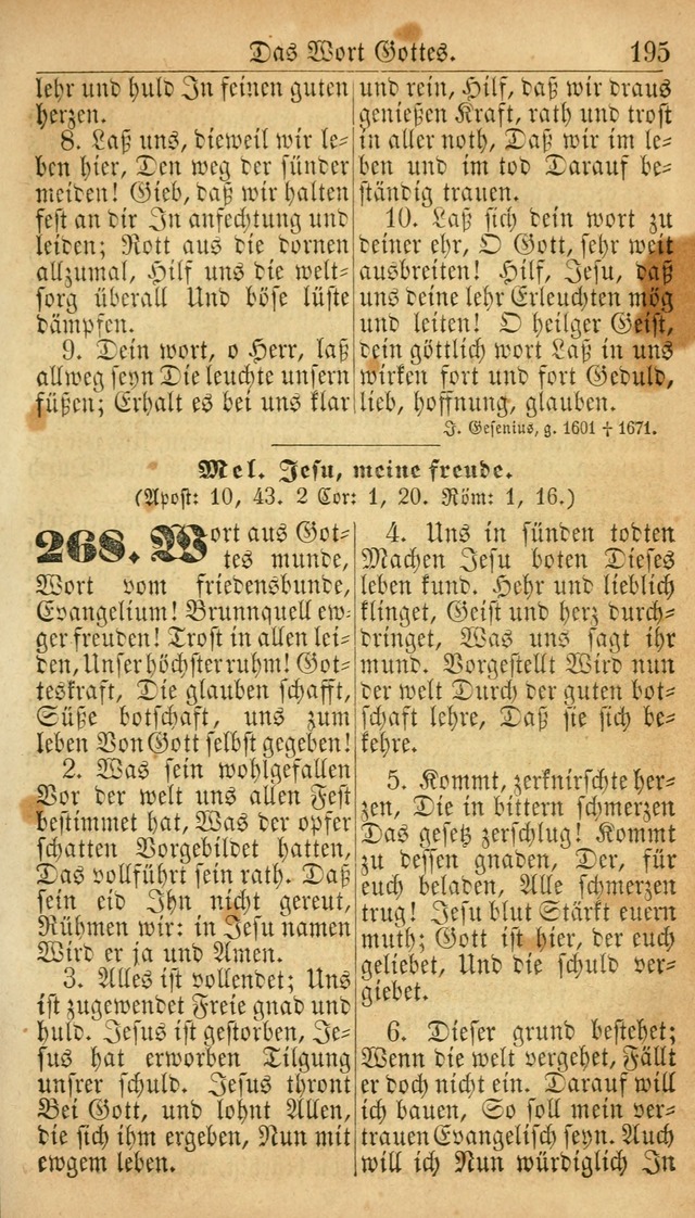 Deutsches Gesangbuch für die Evangelisch-Luterische Kirche in den Vereinigten Staaten: herausgegeben mit kirchlicher Genehmigung  page 195