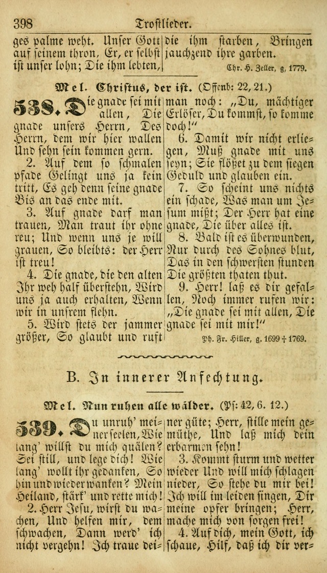 Deutsches Gesangbuch für die Evangelisch-Luterische Kirche in den Vereinigten Staaten: herausgegeben mit kirchlicher Genehmigung  page 398