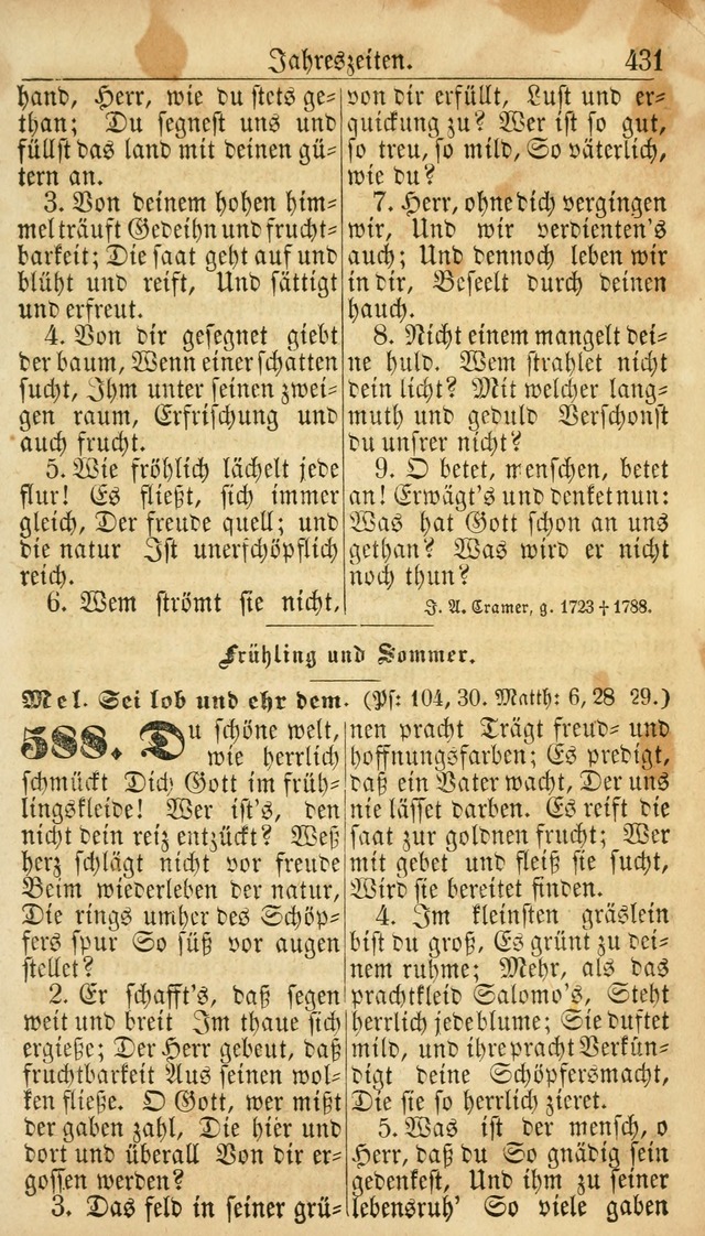 Deutsches Gesangbuch für die Evangelisch-Luterische Kirche in den Vereinigten Staaten: herausgegeben mit kirchlicher Genehmigung  page 431