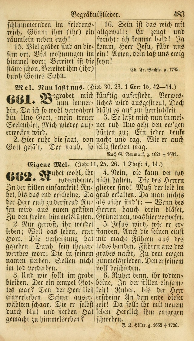 Deutsches Gesangbuch für die Evangelisch-Luterische Kirche in den Vereinigten Staaten: herausgegeben mit kirchlicher Genehmigung  page 483