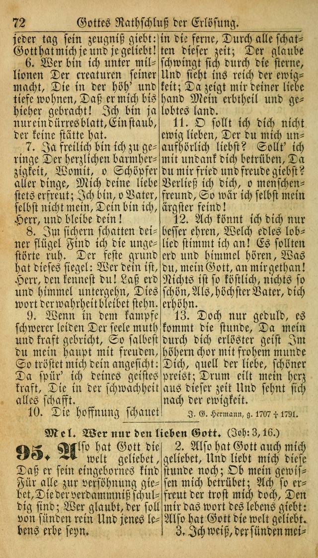 Deutsches Gesangbuch für die Evangelisch-Luterische Kirche in den Vereinigten Staaten: herausgegeben mit kirchlicher Genehmigung  page 72