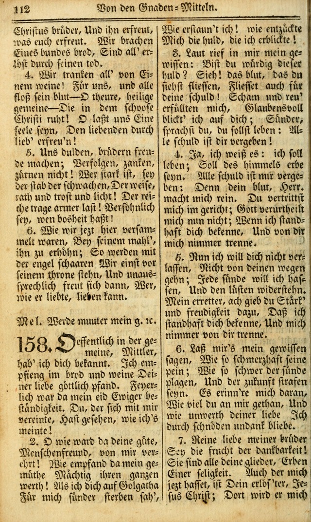 Das Gemeinschaftliche Gesangbuch: zum gottesdienstlichen Gebrauch der Lutherischen und Reformirten Gemeinden in Nord-America. (1st.. Aufl) page 112