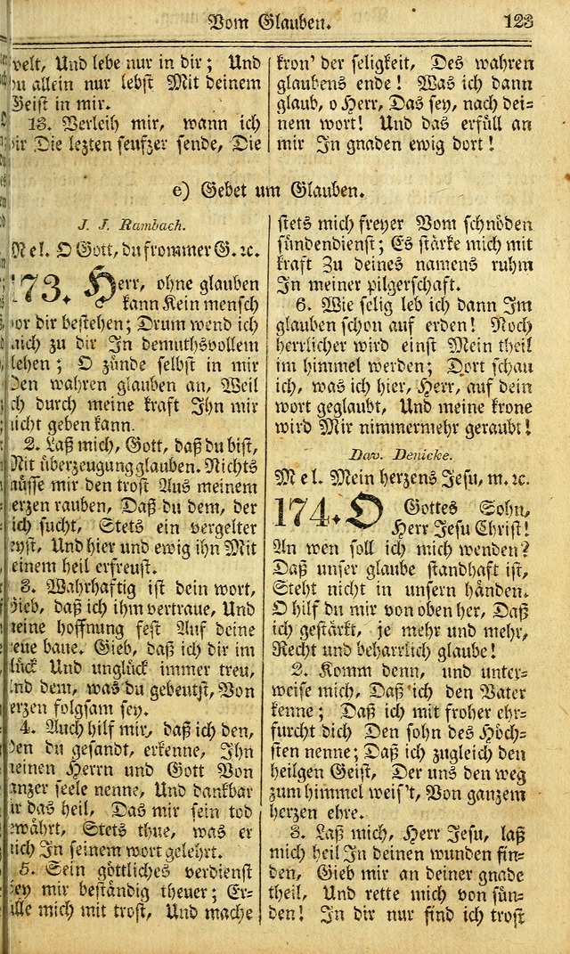 Das Gemeinschaftliche Gesangbuch: zum gottesdienstlichen Gebrauch der Lutherischen und Reformirten Gemeinden in Nord-America. (1st.. Aufl) page 123