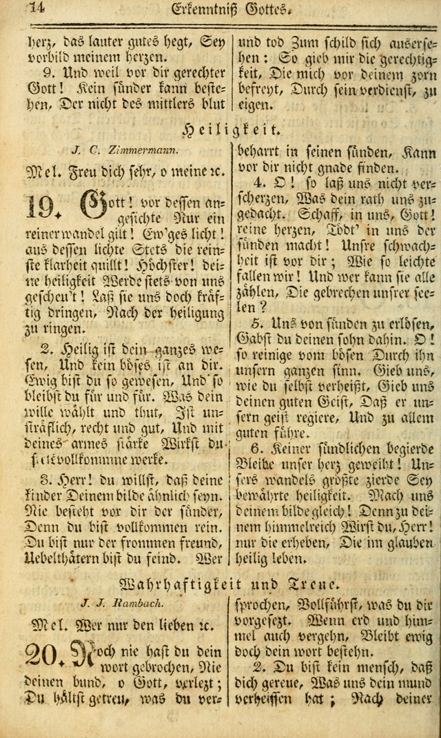 Das Gemeinschaftliche Gesangbuch: zum gottesdienstlichen Gebrauch der Lutherischen und Reformirten Gemeinden in Nord-America. (1st.. Aufl) page 14