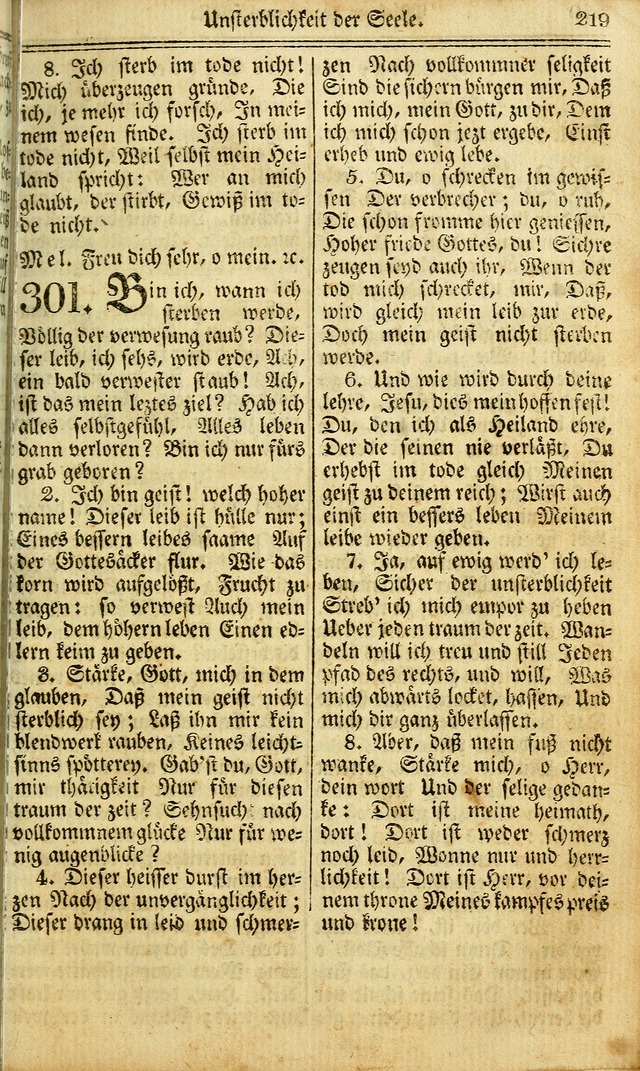 Das Gemeinschaftliche Gesangbuch: zum gottesdienstlichen Gebrauch der Lutherischen und Reformirten Gemeinden in Nord-America. (1st.. Aufl) page 219