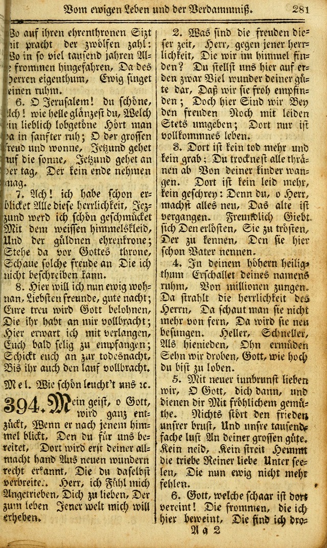 Das Gemeinschaftliche Gesangbuch: zum gottesdienstlichen Gebrauch der Lutherischen und Reformirten Gemeinden in Nord-America. (1st.. Aufl) page 281