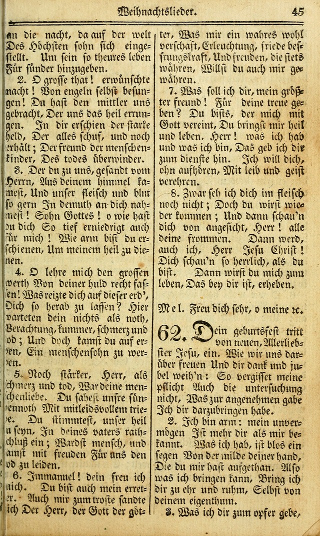 Das Gemeinschaftliche Gesangbuch: zum gottesdienstlichen Gebrauch der Lutherischen und Reformirten Gemeinden in Nord-America. (1st.. Aufl) page 45