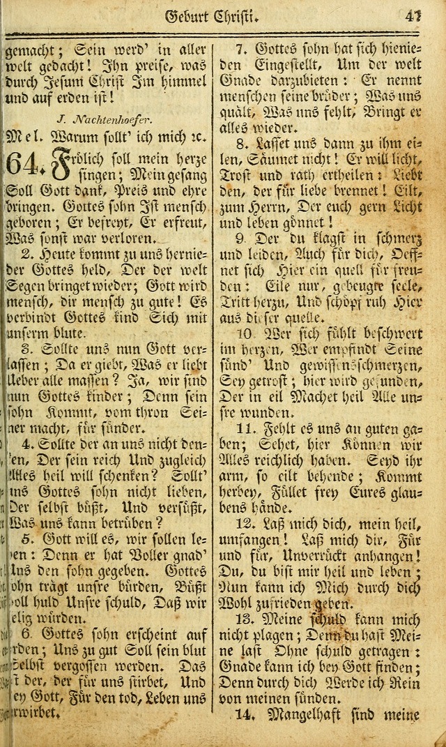 Das Gemeinschaftliche Gesangbuch: zum gottesdienstlichen Gebrauch der Lutherischen und Reformirten Gemeinden in Nord-America. (1st.. Aufl) page 47
