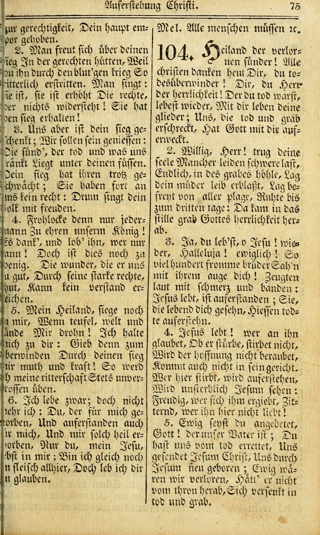 Das Gemeinschaftliche Gesangbuch: zum gottesdienstlichen Gebrauch der Lutherischen und Reformirten Gemeinden in Nord-America. (1st.. Aufl) page 75