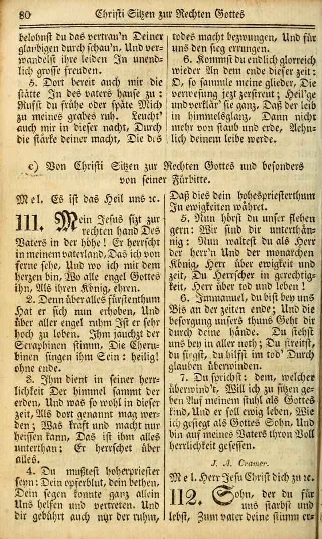 Das Gemeinschaftliche Gesangbuch: zum gottesdienstlichen Gebrauch der Lutherischen und Reformirten Gemeinden in Nord-America. (1st.. Aufl) page 80
