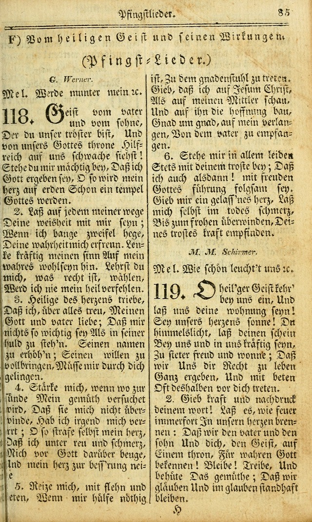 Das Gemeinschaftliche Gesangbuch: zum gottesdienstlichen Gebrauch der Lutherischen und Reformirten Gemeinden in Nord-America. (1st.. Aufl) page 85