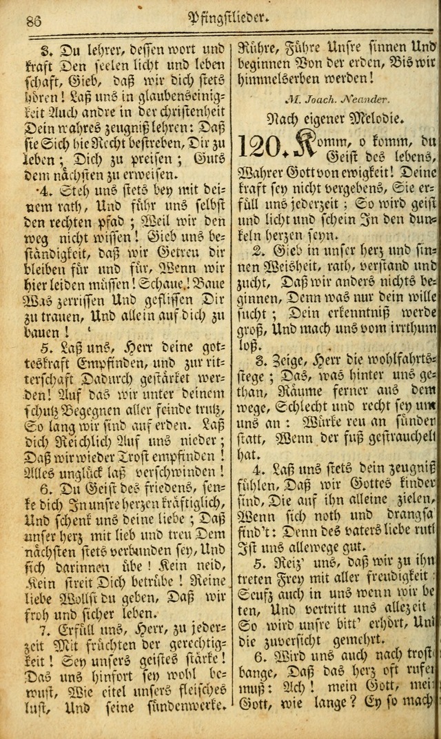 Das Gemeinschaftliche Gesangbuch: zum gottesdienstlichen Gebrauch der Lutherischen und Reformirten Gemeinden in Nord-America. (1st.. Aufl) page 86