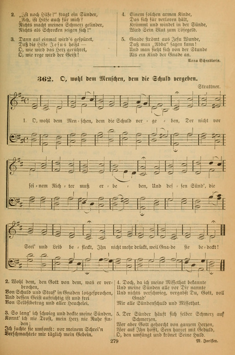 Die Glaubensharfe (With Melodies): Gesangbuch der deutschen Baptisten-Gemeinden. Herausgegeben auf Beschluß der Bundeskonferenz der Deutchen Baptisten-Gemeinden von America (2. ed) page 279