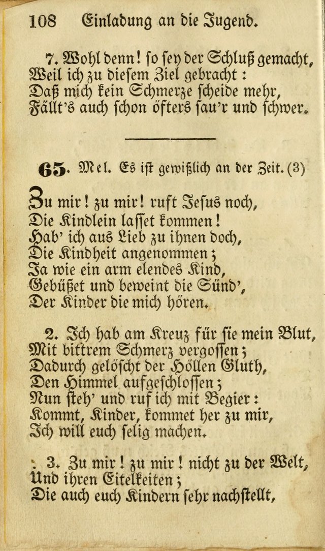 Die Gemeinschaftliche Liedersammlung: zum allgemeinen Gebrauch des wahren Gottesdienstes: mit einem inhalt sammt zwensachen register versehen (3 aufl.) page 108