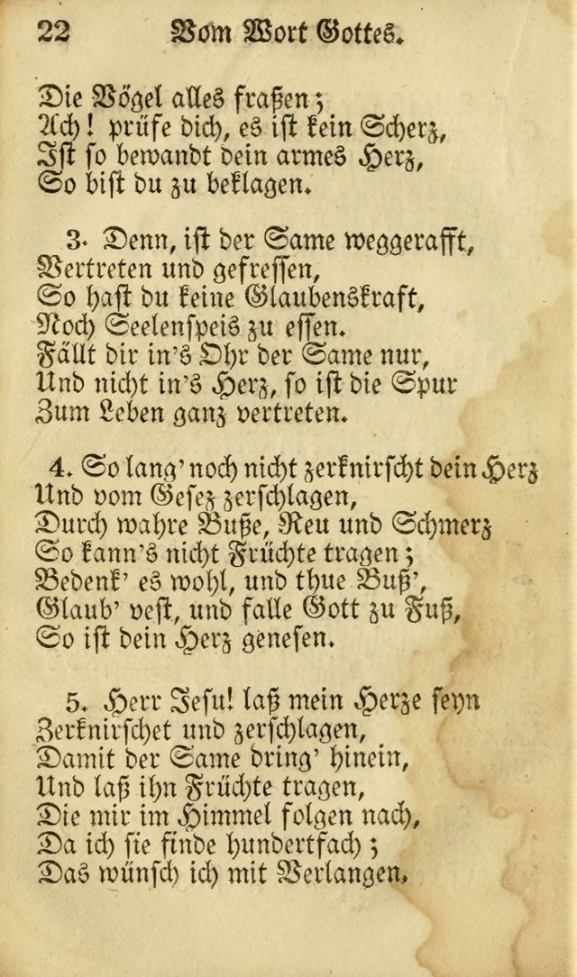 Die Gemeinschaftliche Liedersammlung: zum allgemeinen Gebrauch des wahren Gottesdienstes: mit einem inhalt sammt zwensachen register versehen (3 aufl.) page 22