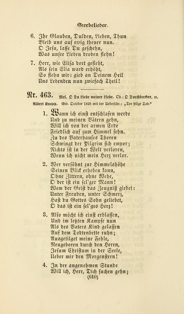 Deutsches Gesangbuch: eine auswahl geistlicher Lieder aus allen Zeiten der Christlichen Kirche page 607