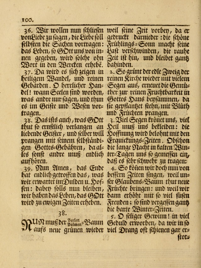 Das Gesäng Der einsamen und verlassenen Turtel-Taube, Nemlich der Christlichen Kirche: oder geistliche u. erfahrungs-volle liedens u. libes-gethöne, als darinnen bendes die volrkost der neuen welt... page 100