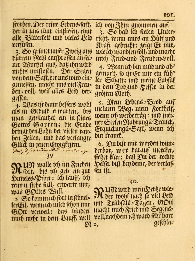 Das Gesäng Der einsamen und verlassenen Turtel-Taube, Nemlich der Christlichen Kirche: oder geistliche u. erfahrungs-volle liedens u. libes-gethöne, als darinnen bendes die volrkost der neuen welt... page 101