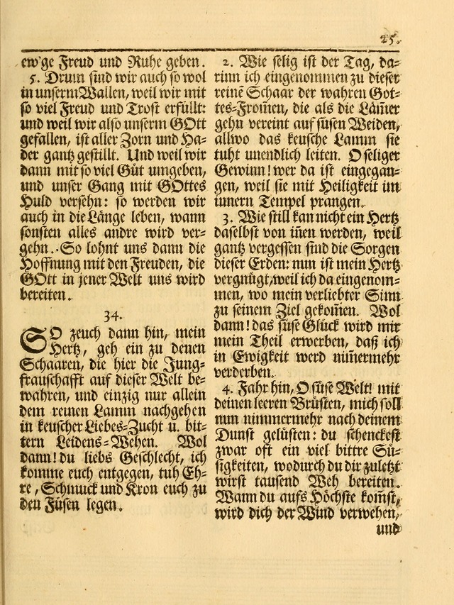 Das Gesäng Der einsamen und verlassenen Turtel-Taube, Nemlich der Christlichen Kirche: oder geistliche u. erfahrungs-volle liedens u. libes-gethöne, als darinnen bendes die volrkost der neuen welt... page 25