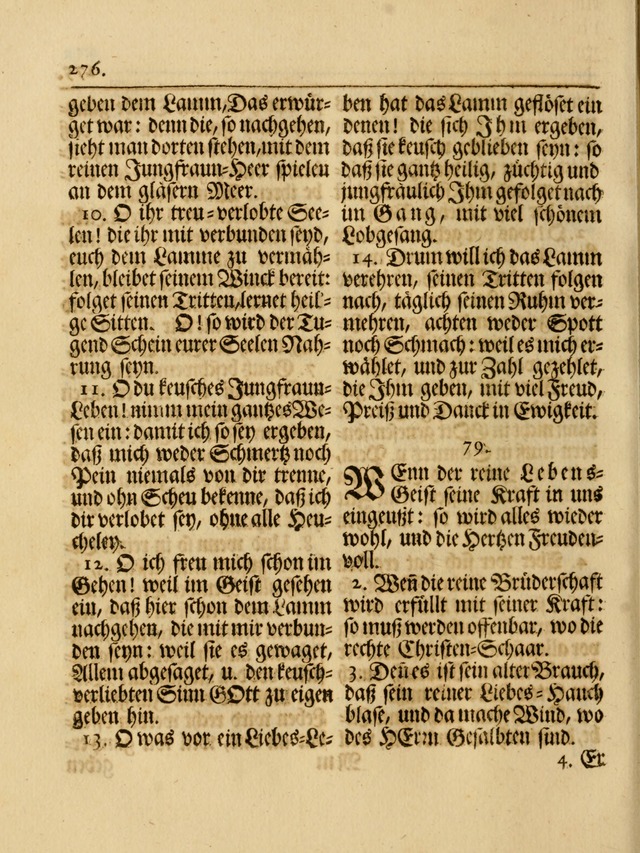 Das Gesäng Der einsamen und verlassenen Turtel-Taube, Nemlich der Christlichen Kirche: oder geistliche u. erfahrungs-volle liedens u. libes-gethöne, als darinnen bendes die volrkost der neuen welt... page 276