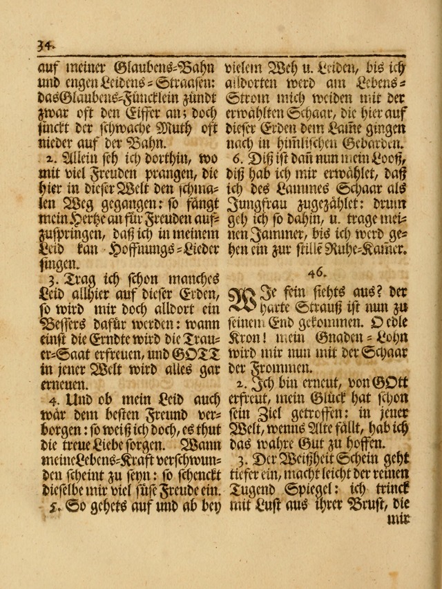 Das Gesäng Der einsamen und verlassenen Turtel-Taube, Nemlich der Christlichen Kirche: oder geistliche u. erfahrungs-volle liedens u. libes-gethöne, als darinnen bendes die volrkost der neuen welt... page 34