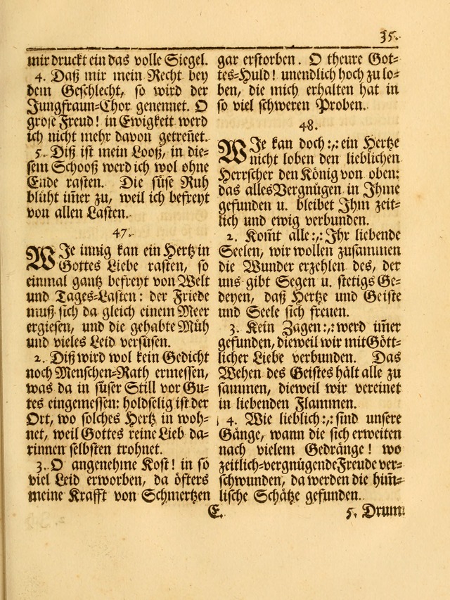 Das Gesäng Der einsamen und verlassenen Turtel-Taube, Nemlich der Christlichen Kirche: oder geistliche u. erfahrungs-volle liedens u. libes-gethöne, als darinnen bendes die volrkost der neuen welt... page 35