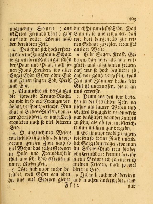 Das Gesäng Der einsamen und verlassenen Turtel-Taube, Nemlich der Christlichen Kirche: oder geistliche u. erfahrungs-volle liedens u. libes-gethöne, als darinnen bendes die volrkost der neuen welt... page 409