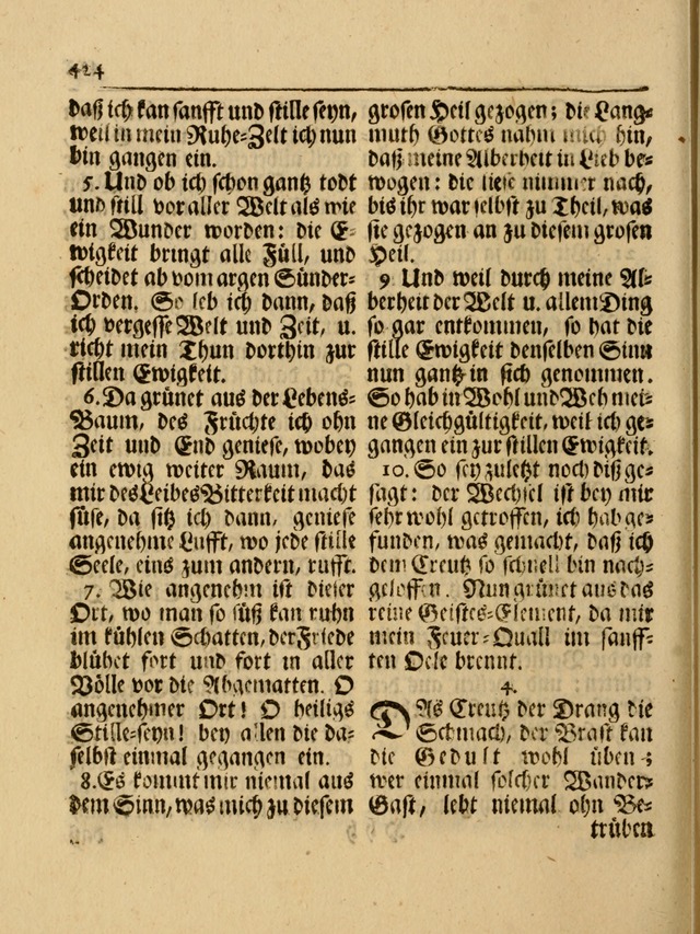 Das Gesäng Der einsamen und verlassenen Turtel-Taube, Nemlich der Christlichen Kirche: oder geistliche u. erfahrungs-volle liedens u. libes-gethöne, als darinnen bendes die volrkost der neuen welt... page 424