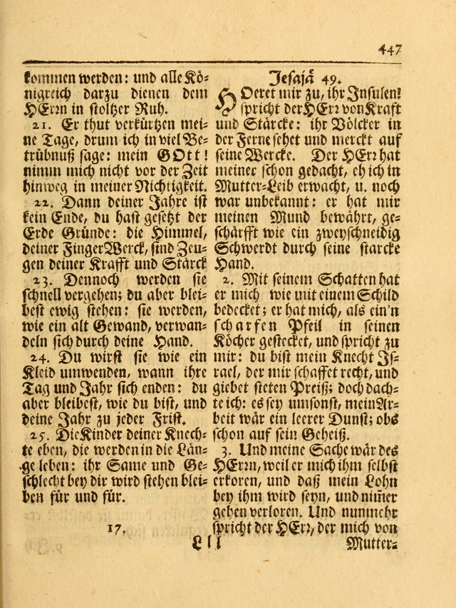 Das Gesäng Der einsamen und verlassenen Turtel-Taube, Nemlich der Christlichen Kirche: oder geistliche u. erfahrungs-volle liedens u. libes-gethöne, als darinnen bendes die volrkost der neuen welt... page 447